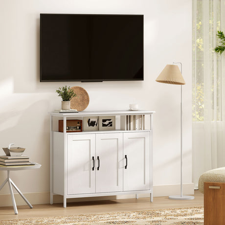 Wooden Storage Cabinet 100cm Wide With 3 Doors - Velmora