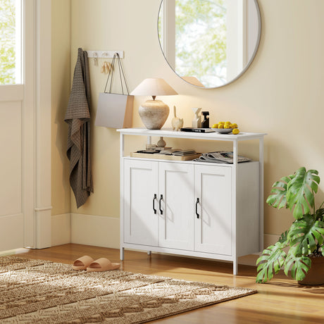 Wooden Storage Cabinet 100cm Wide With 3 Doors - Velmora