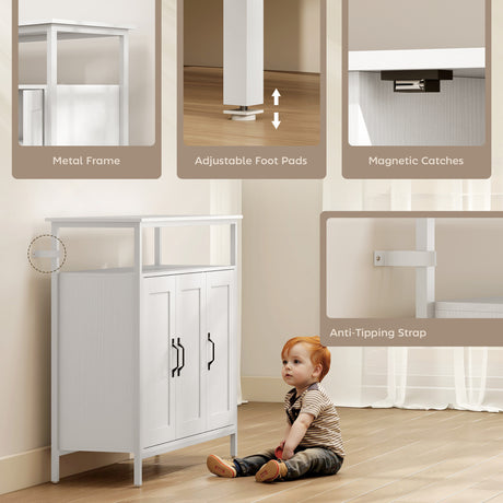 Wooden Storage Cabinet 100cm Wide With 3 Doors - Velmora