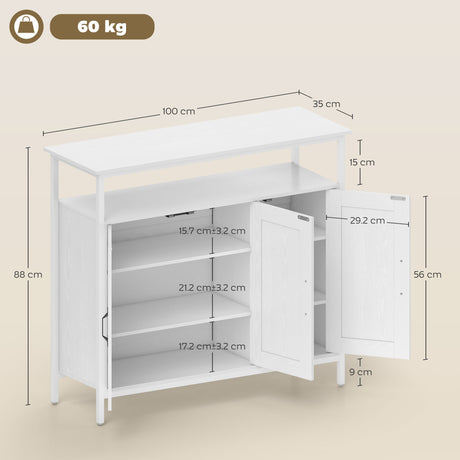 Wooden Storage Cabinet 100cm Wide With 3 Doors - Velmora