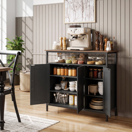 Wooden Storage Cabinet 100cm Wide With 3 Doors - Velmora