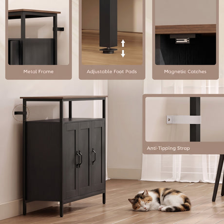 Wooden Storage Cabinet 100cm Wide With 3 Doors - Velmora