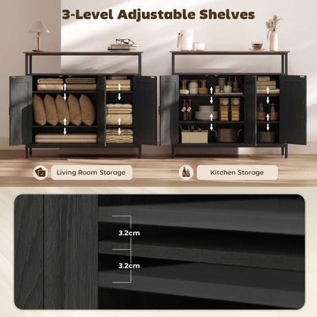 Wooden Storage Cabinet 100cm Wide With 3 Doors - Velmora