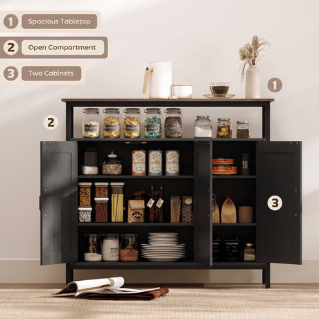 Wooden Storage Cabinet 100cm Wide With 3 Doors - Velmora