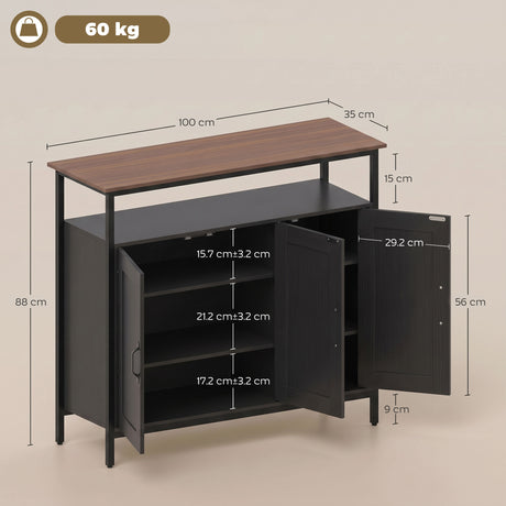 Wooden Storage Cabinet 100cm Wide With 3 Doors - Velmora