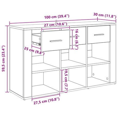 Wooden Storage Cabinet 100cm Wide With 3 Drawers - Vantage Home