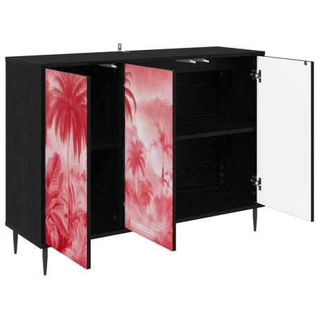 Wooden Storage Cabinet 102cm Wide With 3 Doors And Raised Feet - Aachen