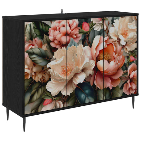 Wooden Storage Cabinet 102cm Wide With 3 Doors And Raised Feet - Borne