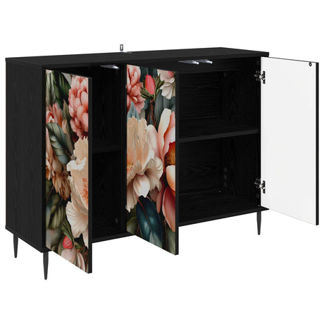 Wooden Storage Cabinet 102cm Wide With 3 Doors And Raised Feet - Borne