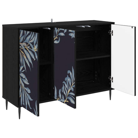 Wooden Storage Cabinet 102cm Wide With 3 Doors And Raised Feet - Dokkum