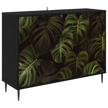 Wooden Storage Cabinet 102cm Wide With 3 Doors And Raised Feet - Elburg