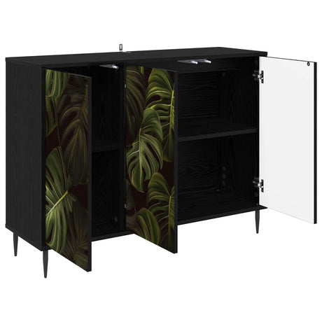 Wooden Storage Cabinet 102cm Wide With 3 Doors And Raised Feet - Elburg