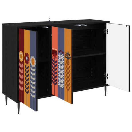 Wooden Storage Cabinet 102cm Wide With 3 Doors And Raised Feet - Essen