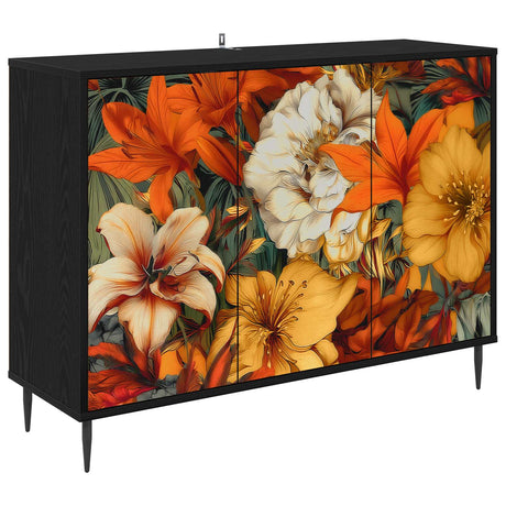 Wooden Storage Cabinet 102cm Wide With 3 Doors And Raised Feet - Gennep