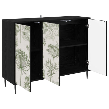 Wooden Storage Cabinet 102cm Wide With 3 Doors And Raised Feet - Gotha
