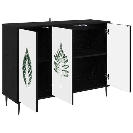 Wooden Storage Cabinet 102cm Wide With 3 Doors And Raised Feet - Hanau
