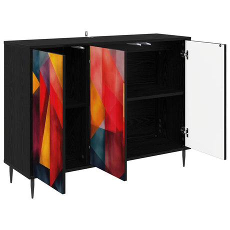 Wooden Storage Cabinet 102cm Wide With 3 Doors And Raised Feet - Heesch