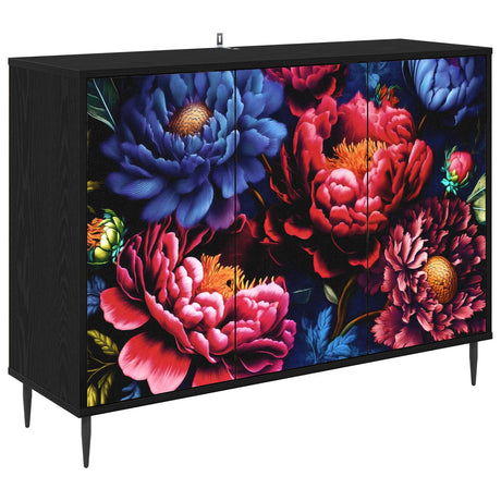 Wooden Storage Cabinet 102cm Wide With 3 Doors And Raised Feet - Kiel
