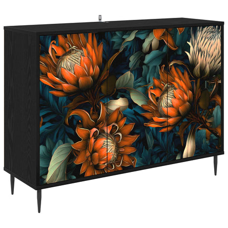 Wooden Storage Cabinet 102cm Wide With 3 Doors And Raised Feet - Lochem