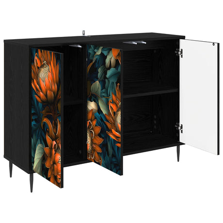 Wooden Storage Cabinet 102cm Wide With 3 Doors And Raised Feet - Lochem