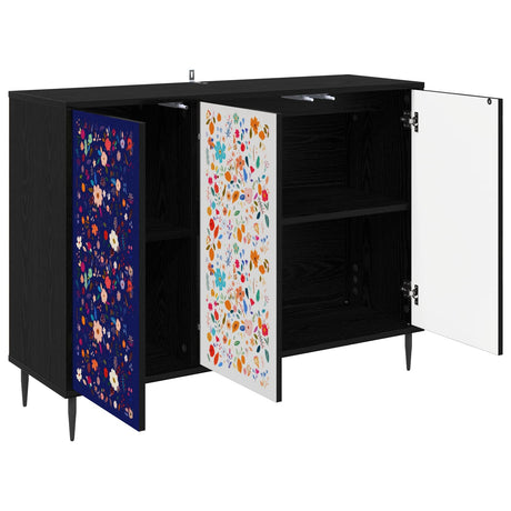 Wooden Storage Cabinet 102cm Wide With 3 Doors And Raised Feet - Mainz