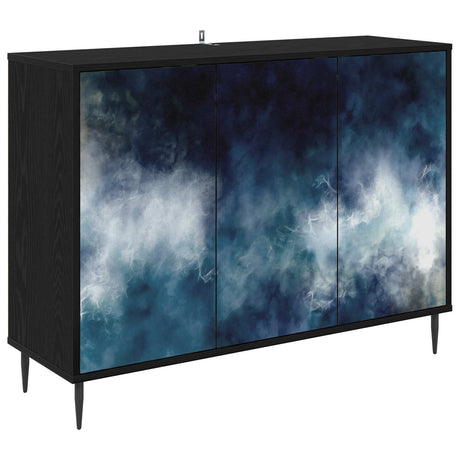 Wooden Storage Cabinet 102cm Wide With 3 Doors And Raised Feet - Raalte