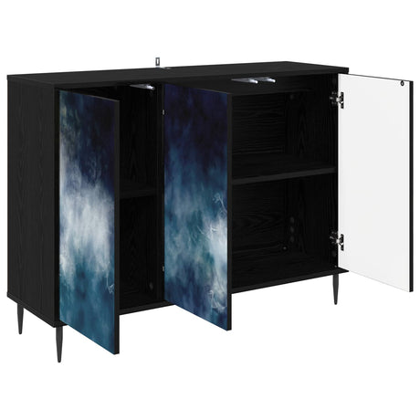 Wooden Storage Cabinet 102cm Wide With 3 Doors And Raised Feet - Raalte