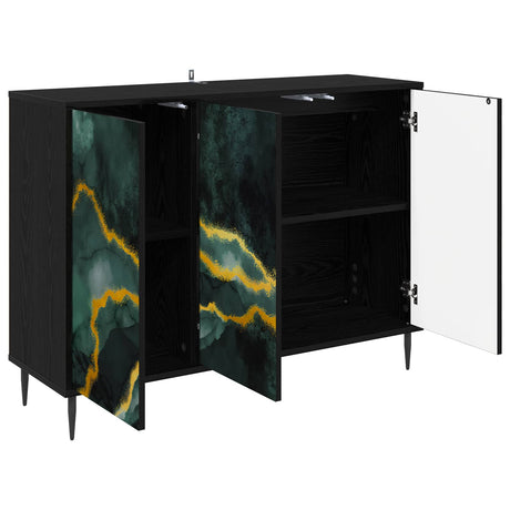 Wooden Storage Cabinet 102cm Wide With 3 Doors And Raised Feet - Wijhe