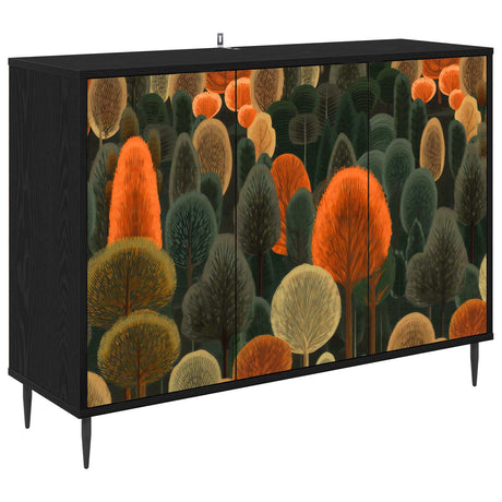 Wooden Storage Cabinet 102cm Wide With 3 Doors And Raised Feet - Zaandam