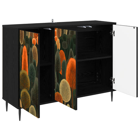 Wooden Storage Cabinet 102cm Wide With 3 Doors And Raised Feet - Zaandam