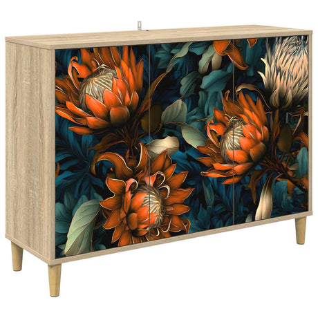 Wooden Storage Cabinet 102cm Wide With 3 Doors - Lochem