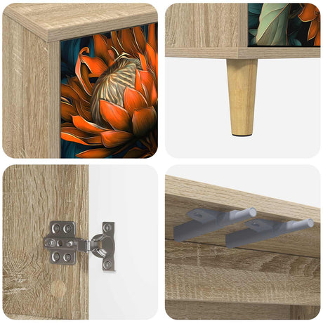 Wooden Storage Cabinet 102cm Wide With 3 Doors - Lochem