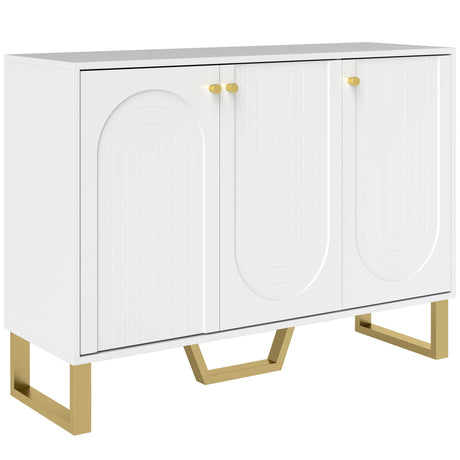 Wooden Storage Cabinet 106.5cm Wide With 3 Doors - Velmora