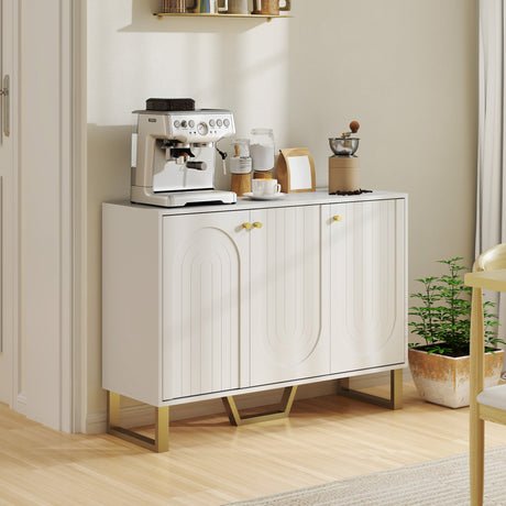 Wooden Storage Cabinet 106.5cm Wide With 3 Doors - Velmora