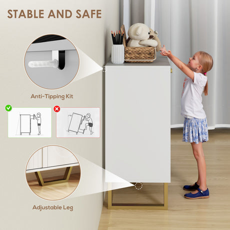 Wooden Storage Cabinet 106.5cm Wide With 3 Doors - Velmora