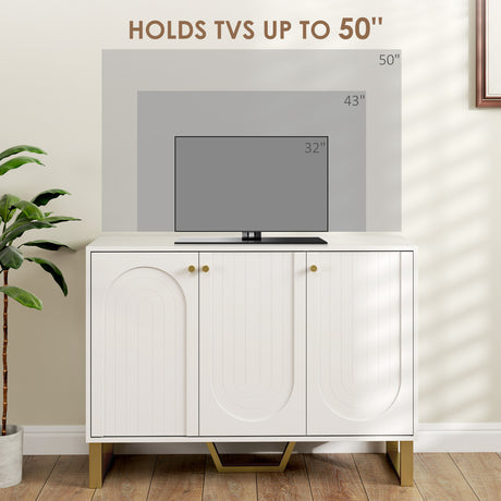Wooden Storage Cabinet 106.5cm Wide With 3 Doors - Velmora