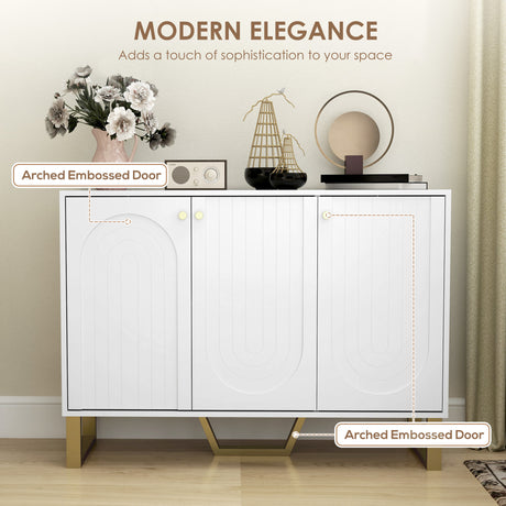 Wooden Storage Cabinet 106.5cm Wide With 3 Doors - Velmora