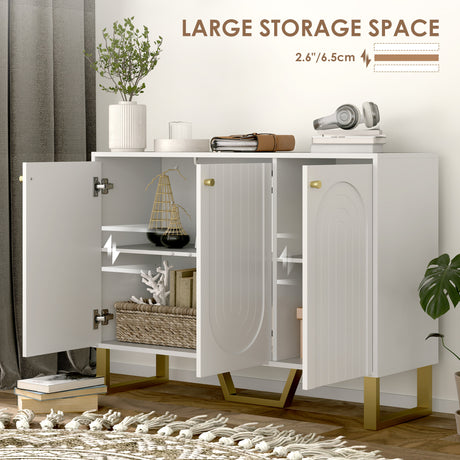 Wooden Storage Cabinet 106.5cm Wide With 3 Doors - Velmora