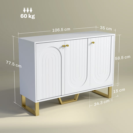 Wooden Storage Cabinet 106.5cm Wide With 3 Doors - Velmora