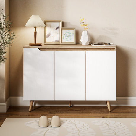 Wooden Storage Cabinet 107cm Wide With 3 Doors - Velmora