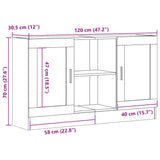 Wooden Storage Cabinet 120cm Wide With 2 Doors - Vantage Home