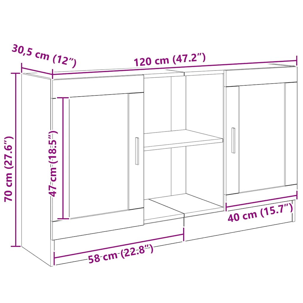 Wooden Storage Cabinet 120cm Wide With 2 Doors - Vantage Home