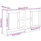Wooden Storage Cabinet 120cm Wide With 2 Doors - Vantage Home