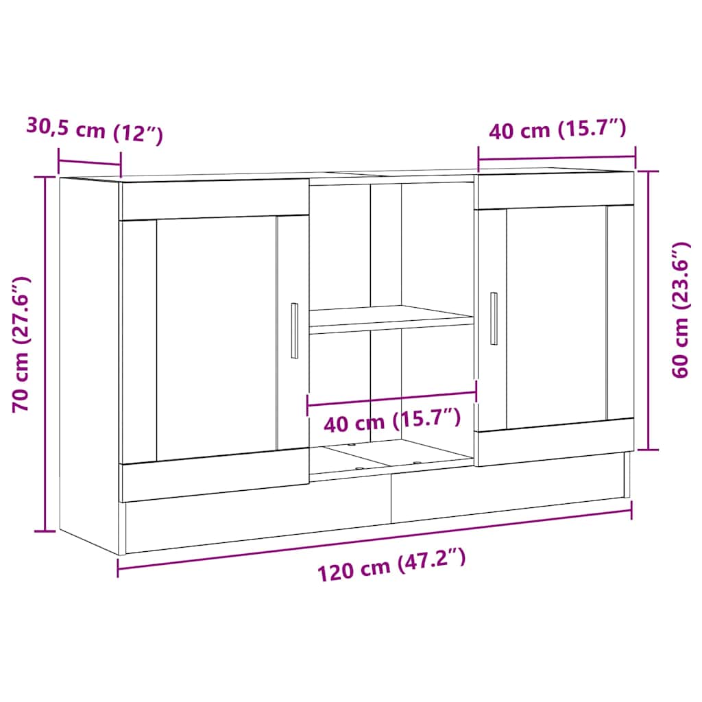 Wooden Storage Cabinet 120cm Wide With 2 Doors - Vantage Home