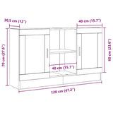 Wooden Storage Cabinet 120cm Wide With 2 Doors - Vantage Home