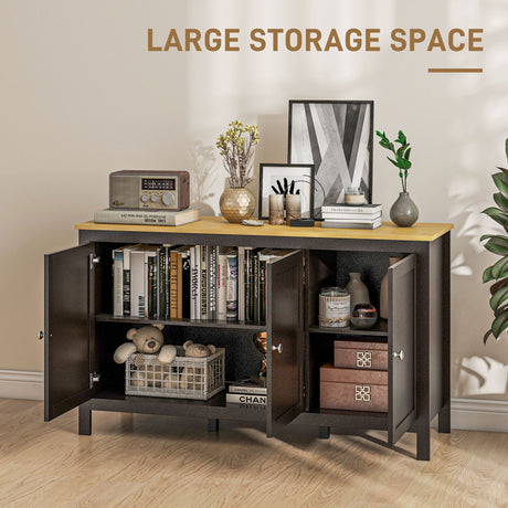 Wooden Storage Cabinet 120cm Wide With 3 Doors - Velmora