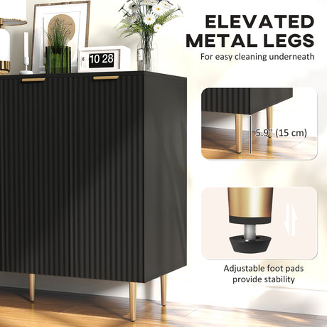 Wooden Storage Cabinet 120cm Wide With 4 Doors - Velmora