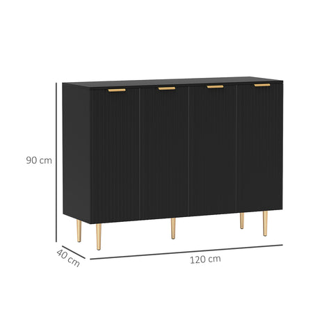 Wooden Storage Cabinet 120cm Wide With 4 Doors - Velmora