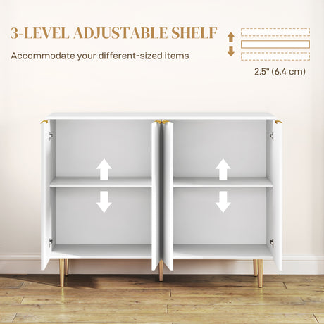 Wooden Storage Cabinet 120cm Wide With 4 Doors - Velmora