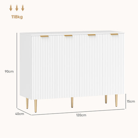 Wooden Storage Cabinet 120cm Wide With 4 Doors - Velmora